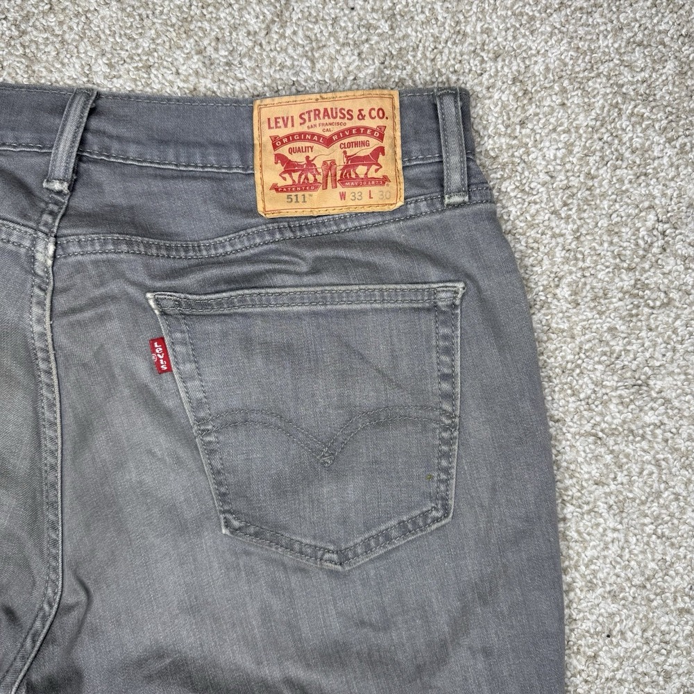 Levi's 511 Jeans Men's 33x30 Regular Fit Straight Leg Medium Wash Gray Denim - Picture 4 of 16